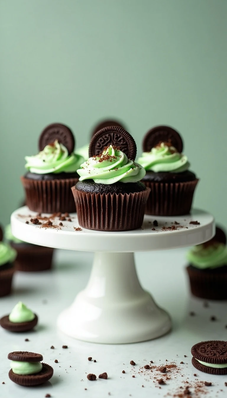 Thin Mint Cupcakes Recipe with Chocolate Cake and Mint Buttercream