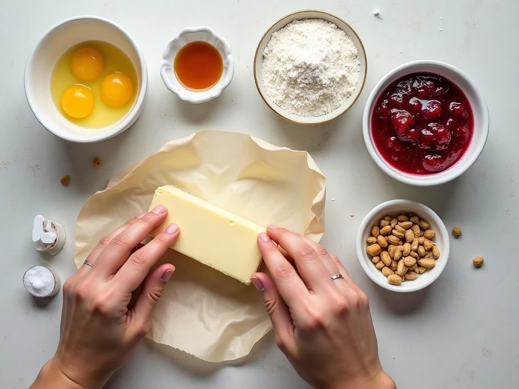Ingredients for easy classic thumbprint cookies