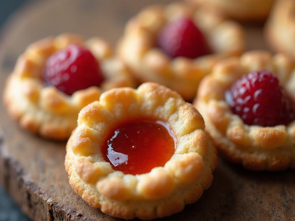 Thumbprint cookies with assorted jam fillings