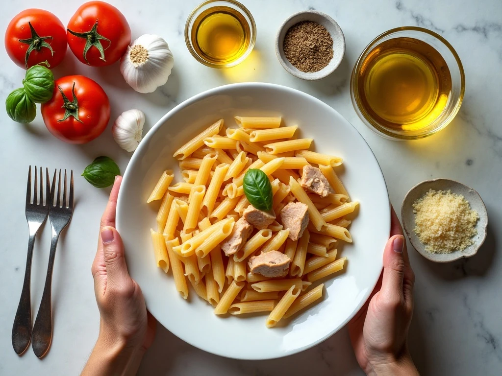 Ingredients for easy tomato basil chicken and pasta