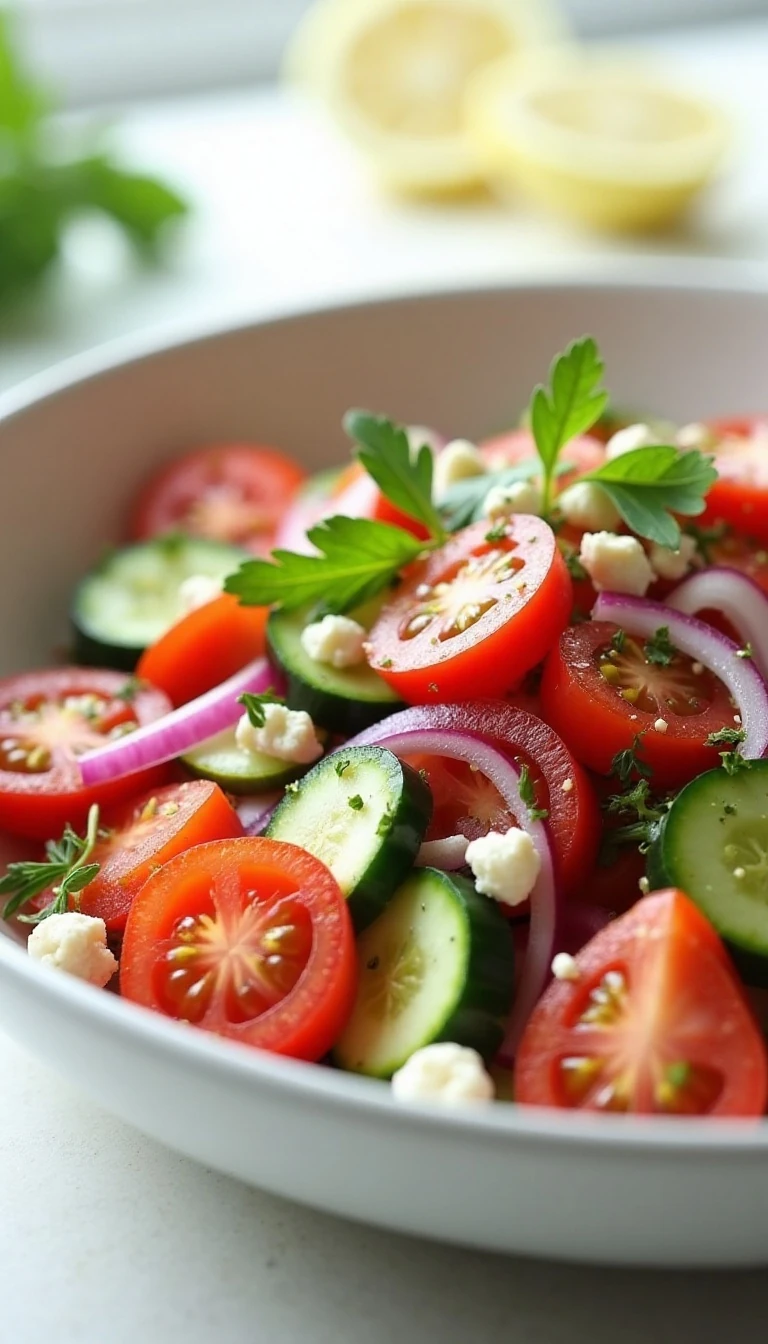 Easy Tomato Cucumber Salad Recipe with Red-Wine Vinaigrette