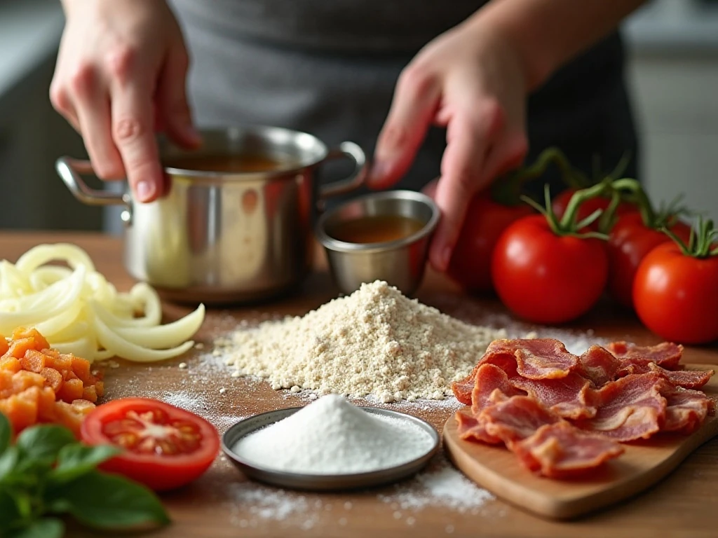 Ingredients for old-fashioned Southern tomato gravy