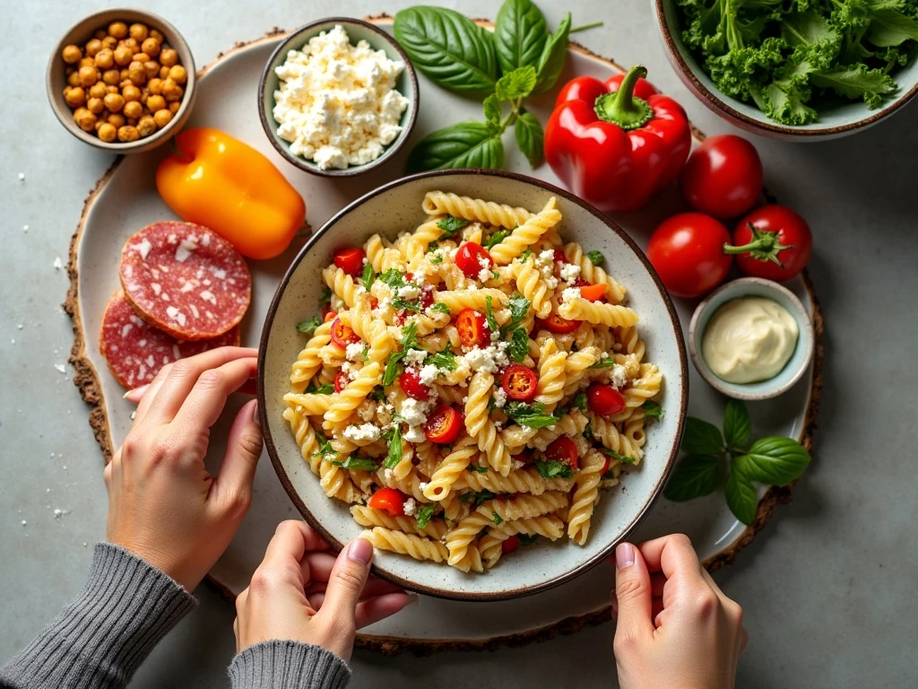 Optional ingredients for customizing tri-color pasta salad