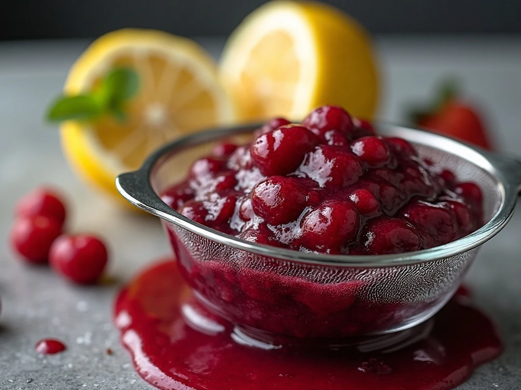 Fresh lemon juice and strained berry puree for refreshing lemonade