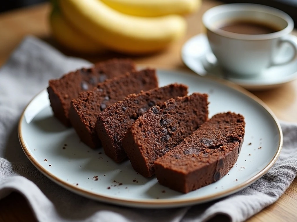 Triple chocolate banana bread served with coffee