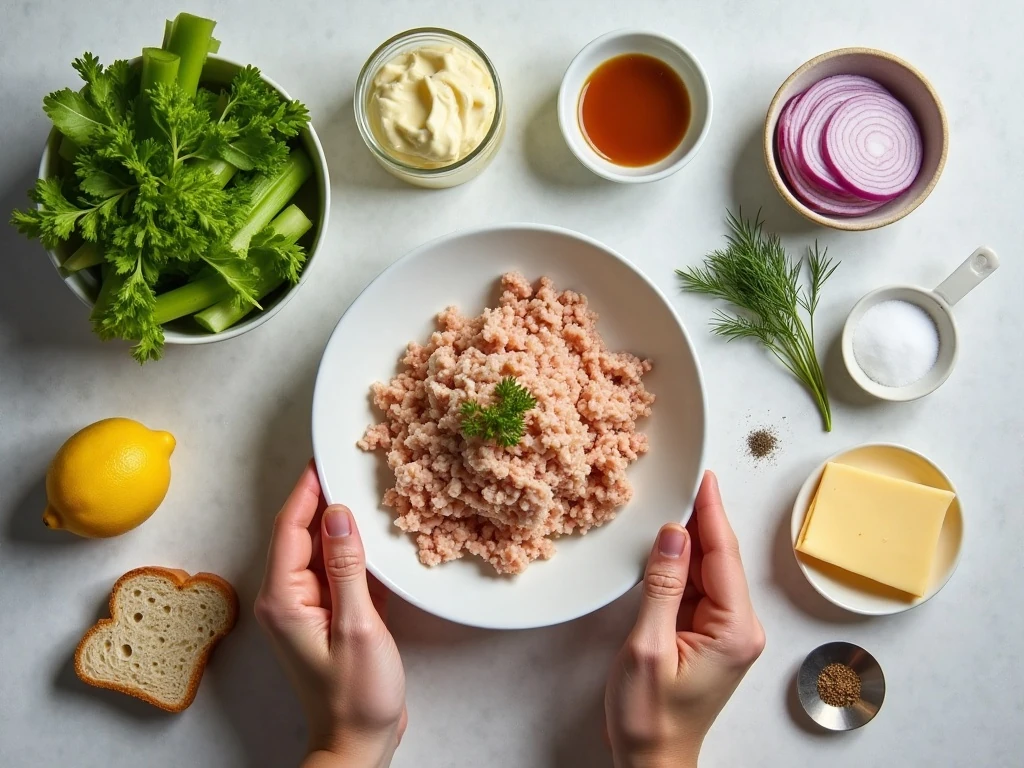 Ingredients for homemade tuna melt sandwiches