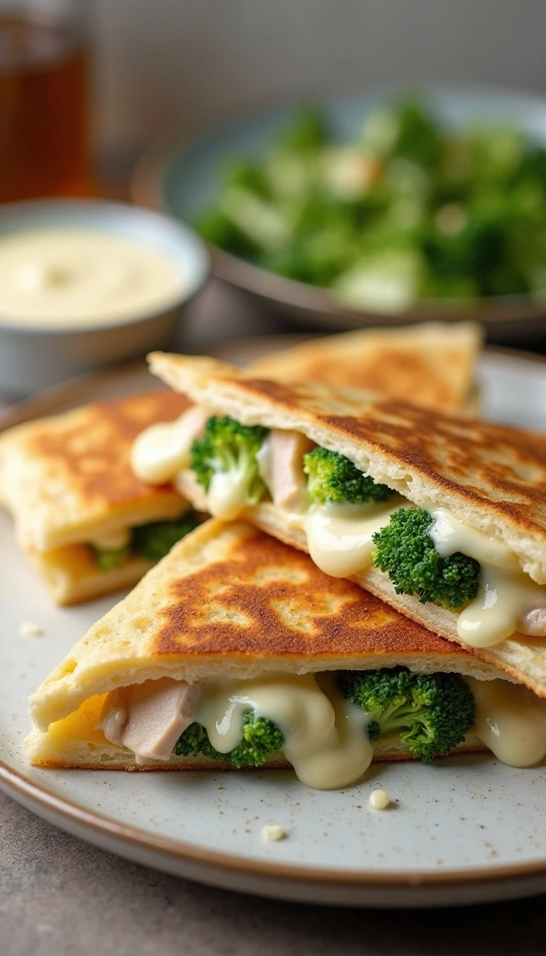 Easy Turkey Broccoli Alfredo Quesadillas Recipe