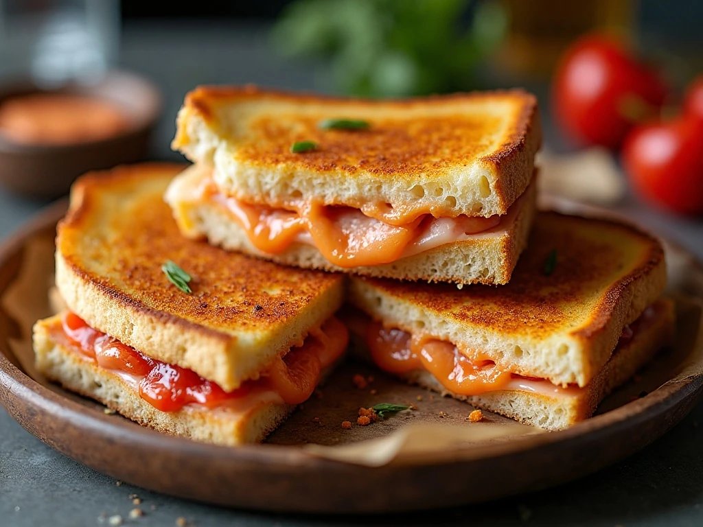 Turkey cherry pepper grilled cheese sandwiches with melted provolone and sliced turkey