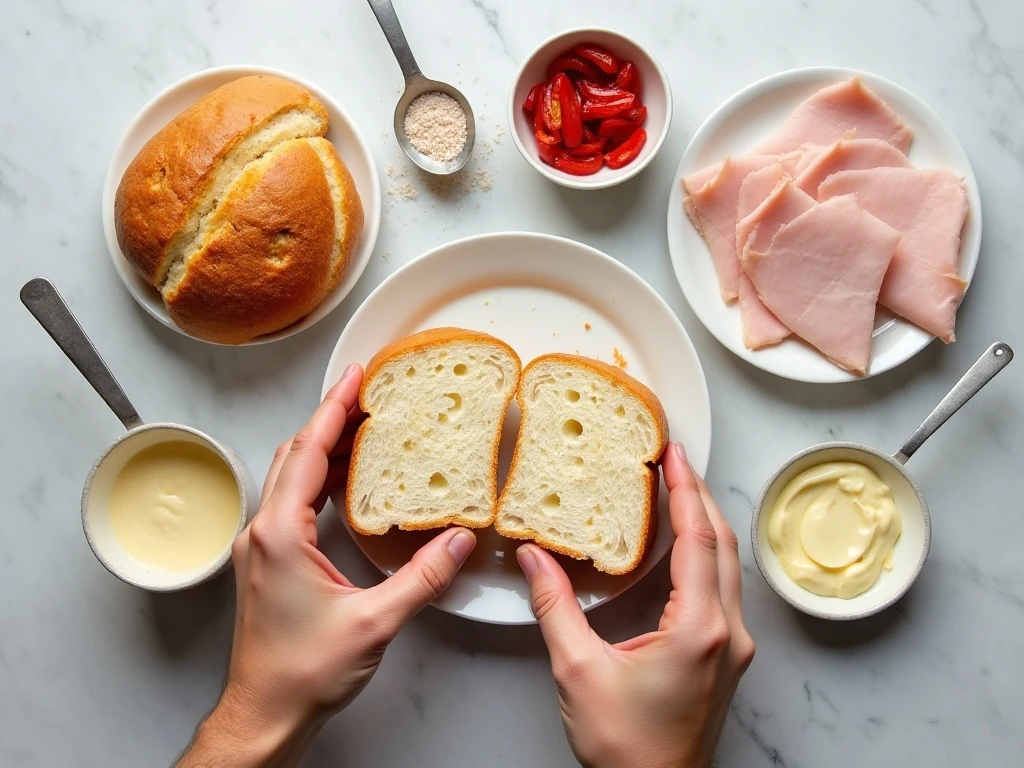 Ingredients for turkey cherry pepper grilled cheese sandwiches