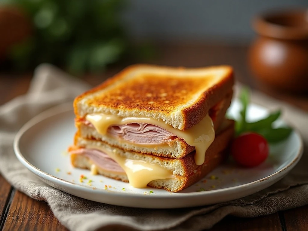 Crispy turkey cherry pepper grilled cheese ready to serve