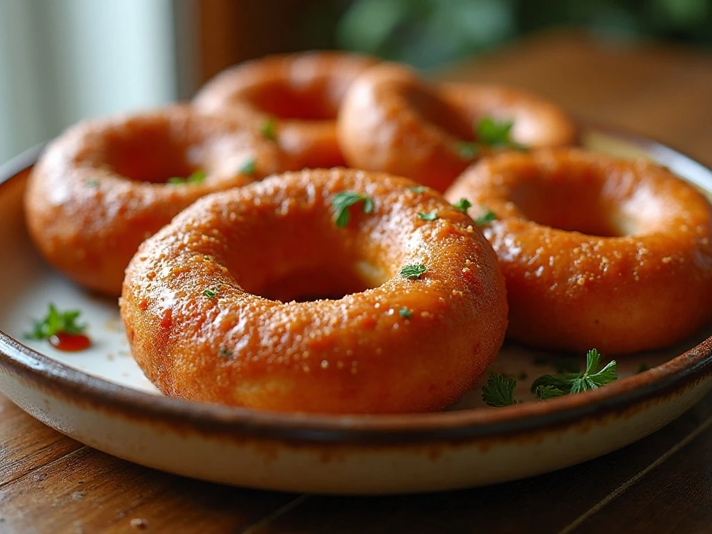 Glazed baked turkey donuts arranged on a serving platter