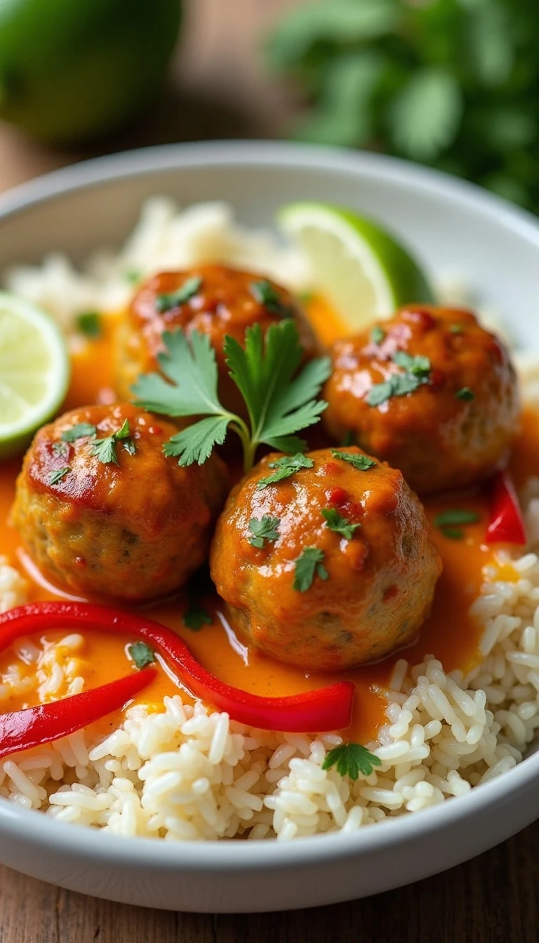 Turkey Meatballs With Red Curry Sauce Recipe