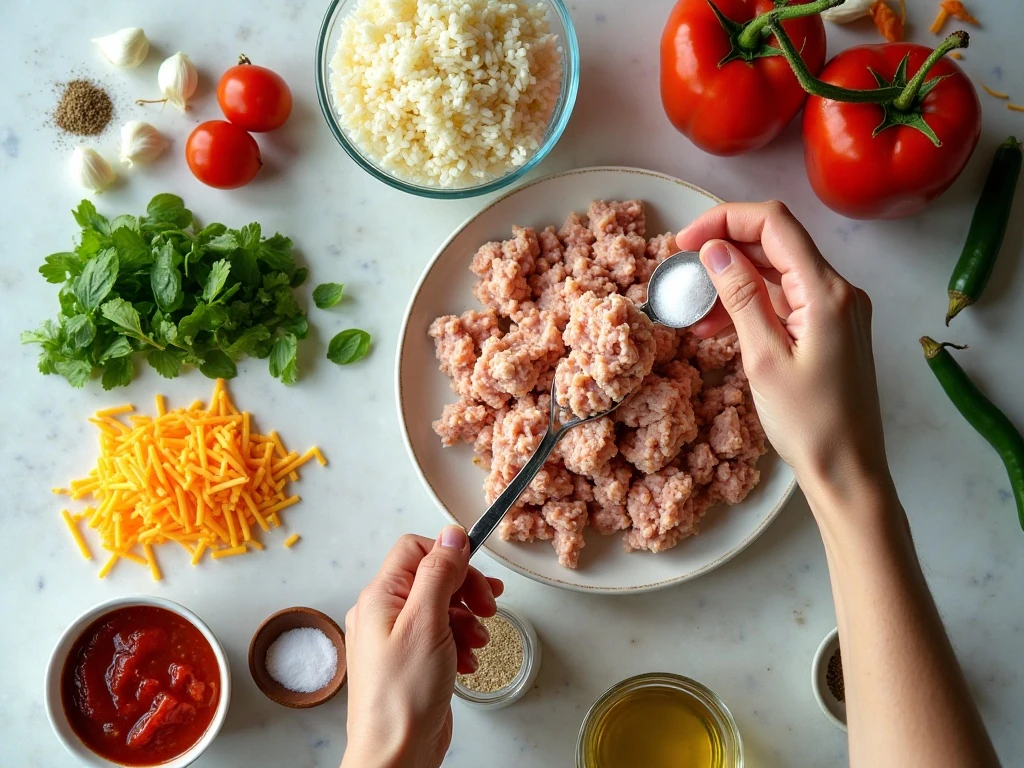 Ingredients for ground turkey skillet dinner
