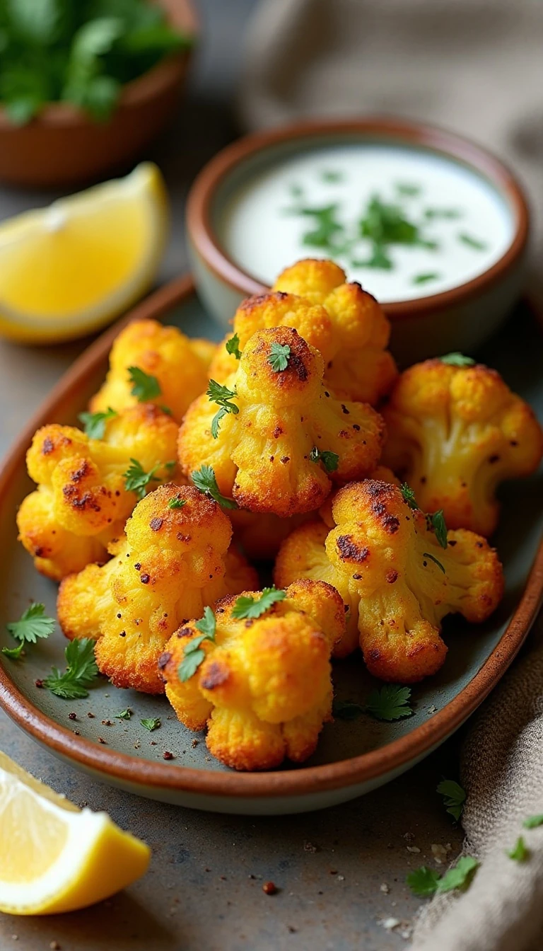 Turmeric Cumin Roasted Cauliflower Bites Recipe