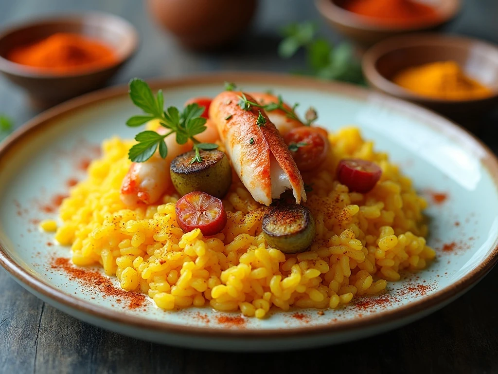 Colorful rice and roasted vegetable dish using turmeric substitute spices