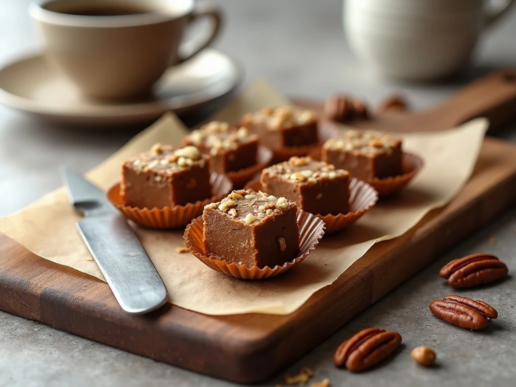 Turtle fudge pieces prepared for serving and gifting