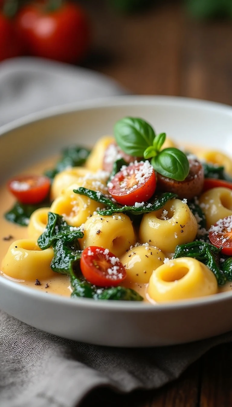 Creamy Tuscan Tortellini with Sausage and Spinach Recipe