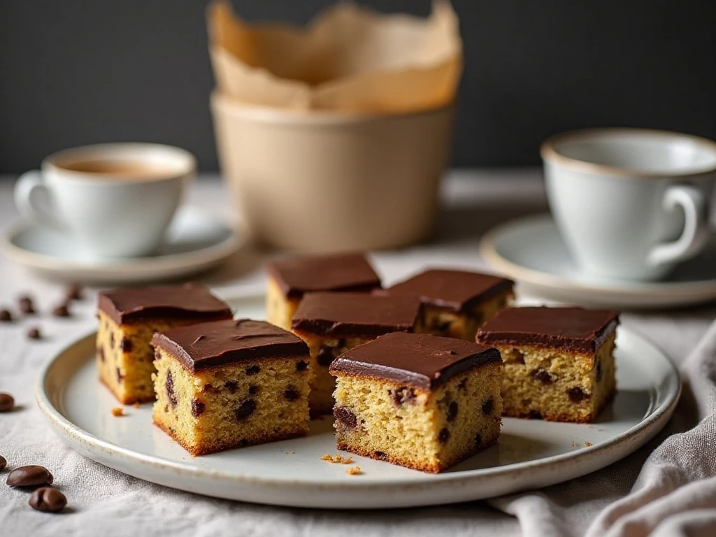 Tweed Cake squares served with coffee and tea