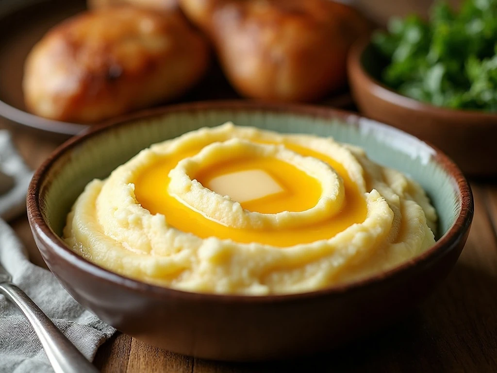 Creamy cheddar mashed potatoes served as a comforting family dinner side dish
