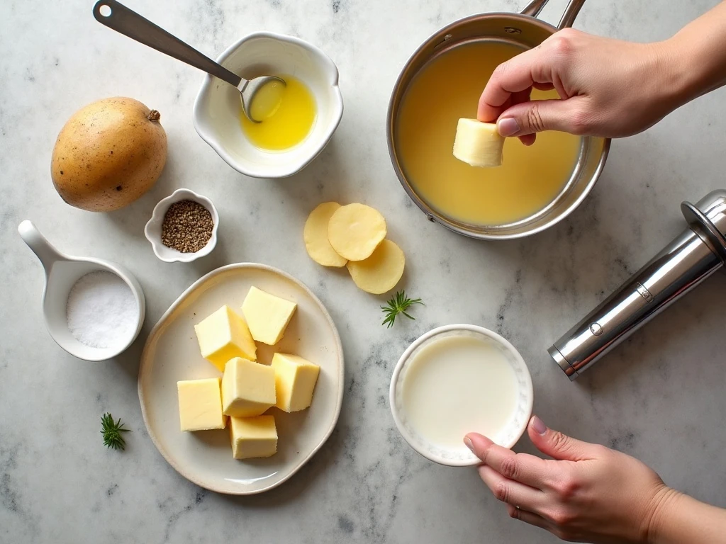 Ingredients for smooth French mashed potatoes