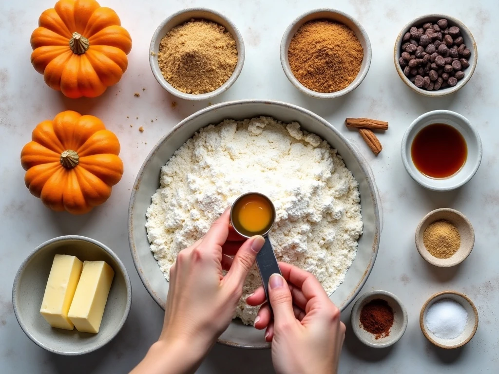 Ingredients for soft chewy pumpkin cookies