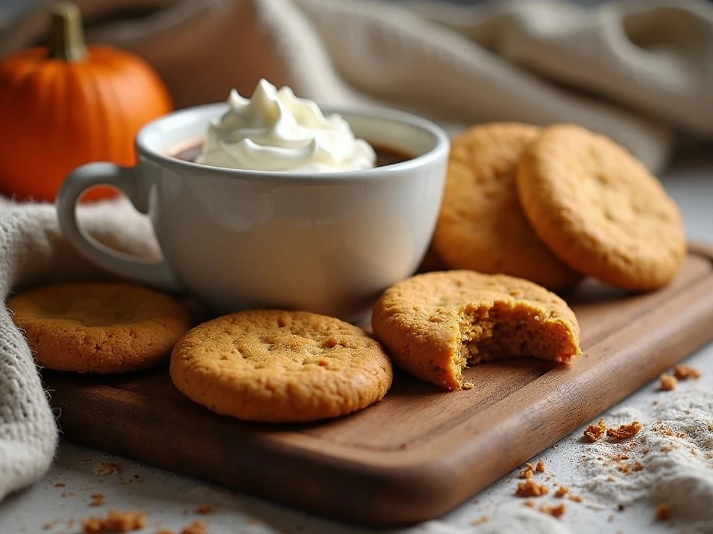 Pumpkin cookies served with coffee