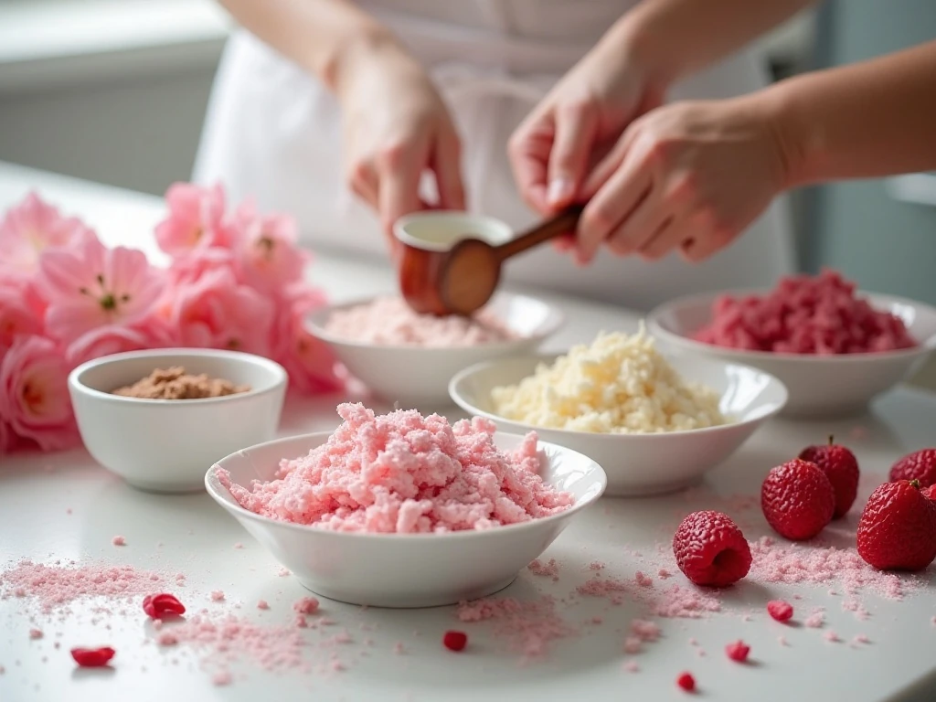 Basic ingredients arranged for a simple Valentine sweet