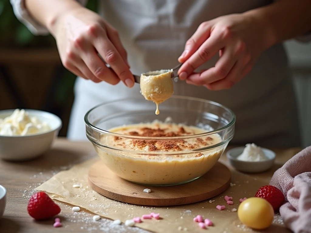 Preparing a simple Valentine's dessert step by step