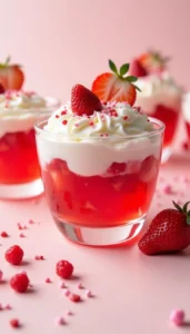 Easy Valentine's Jello Parfait Recipe with Strawberries