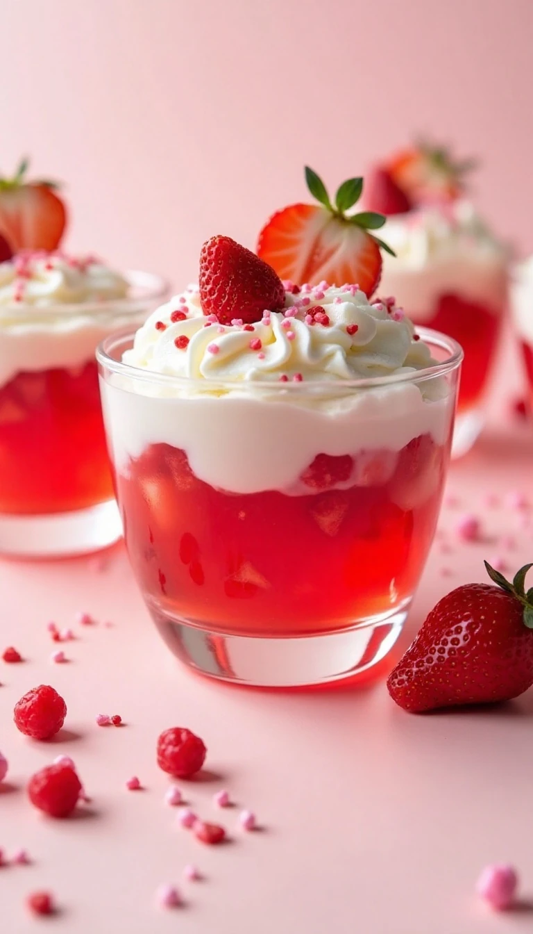 Easy Valentine's Jello Parfait Recipe with Strawberries