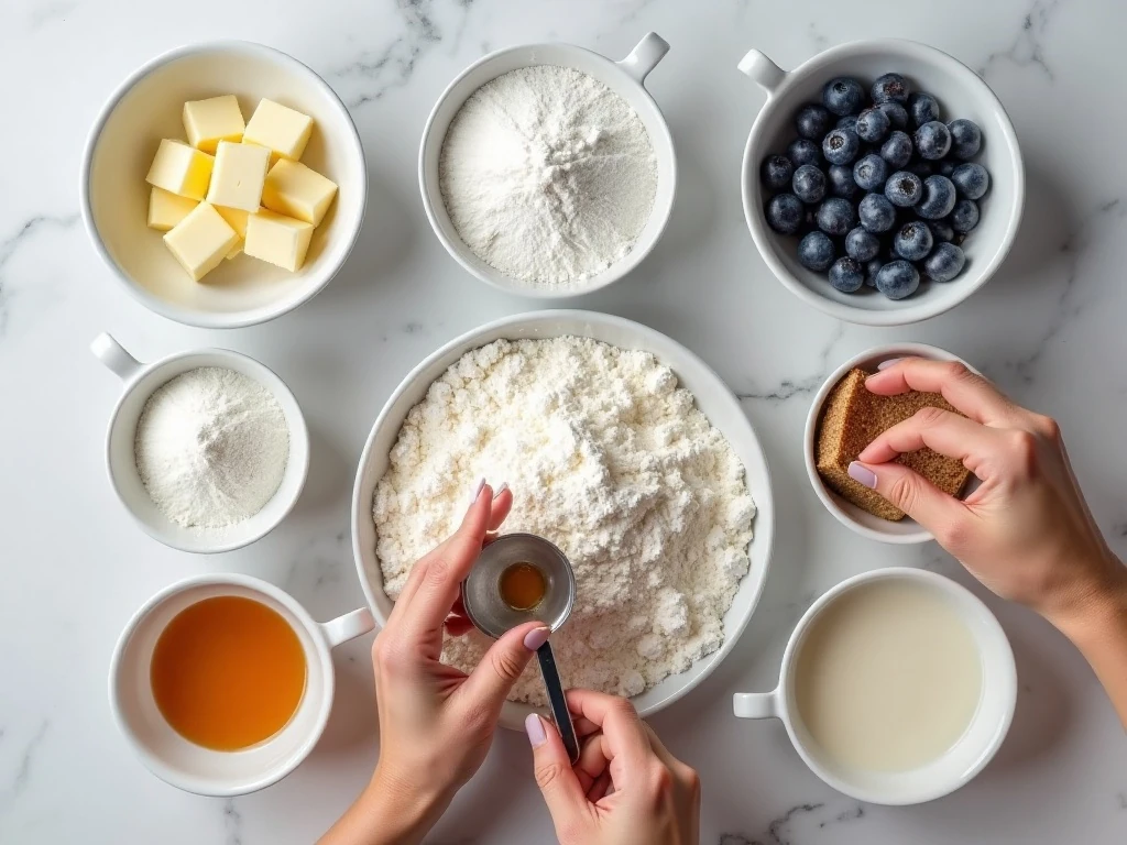 Ingredients for vanilla blueberry scones
