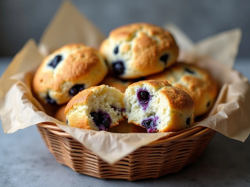 Fresh vanilla blueberry scones ready to serve