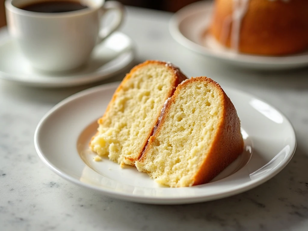 Slices of tender vanilla crazy cake served with coffee