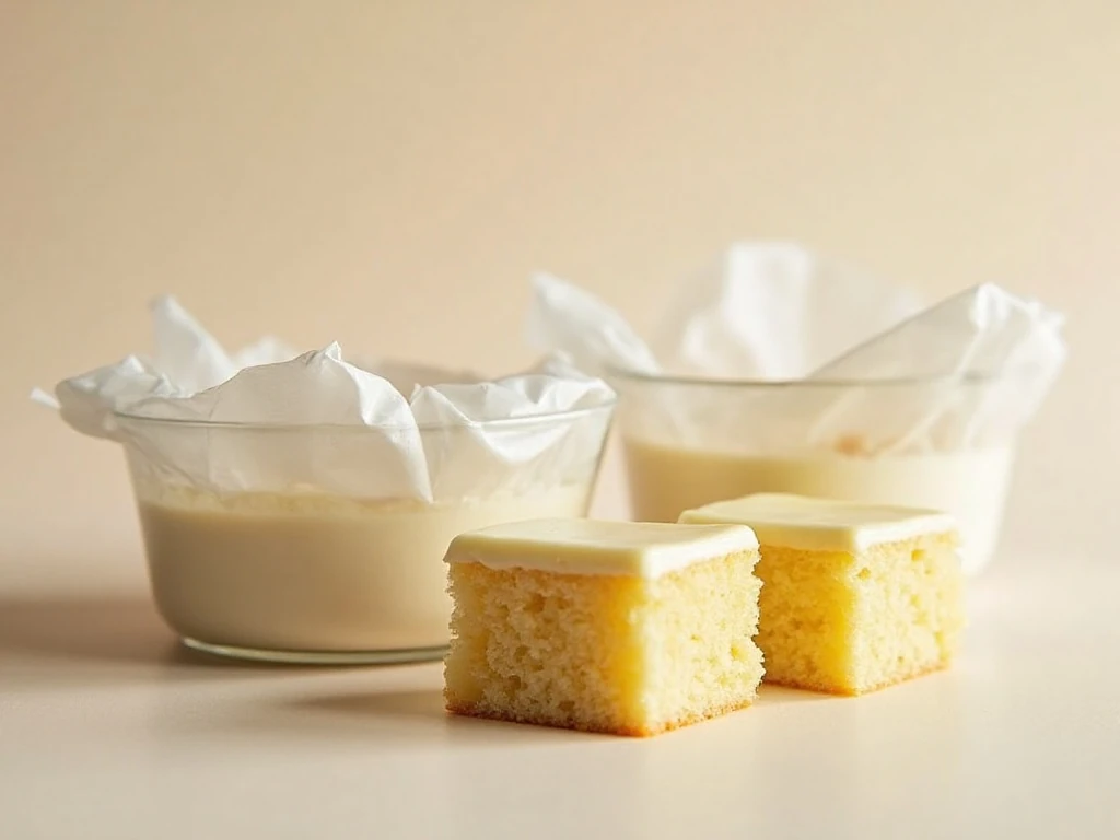 Vanilla crazy cake stored for serving later