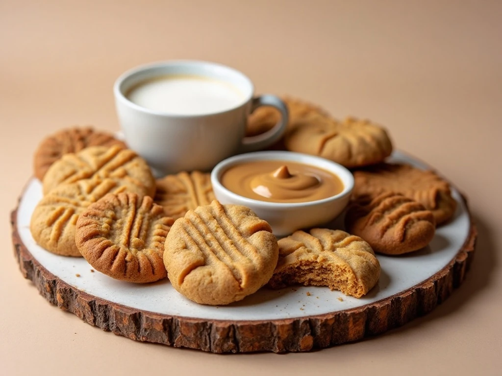 Vegan peanut butter cookies arranged on a dessert platter with drink pairings