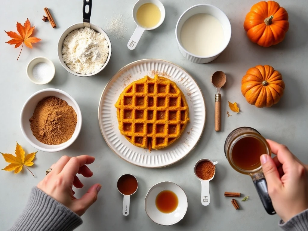 Ingredients for easy vegan pumpkin waffles