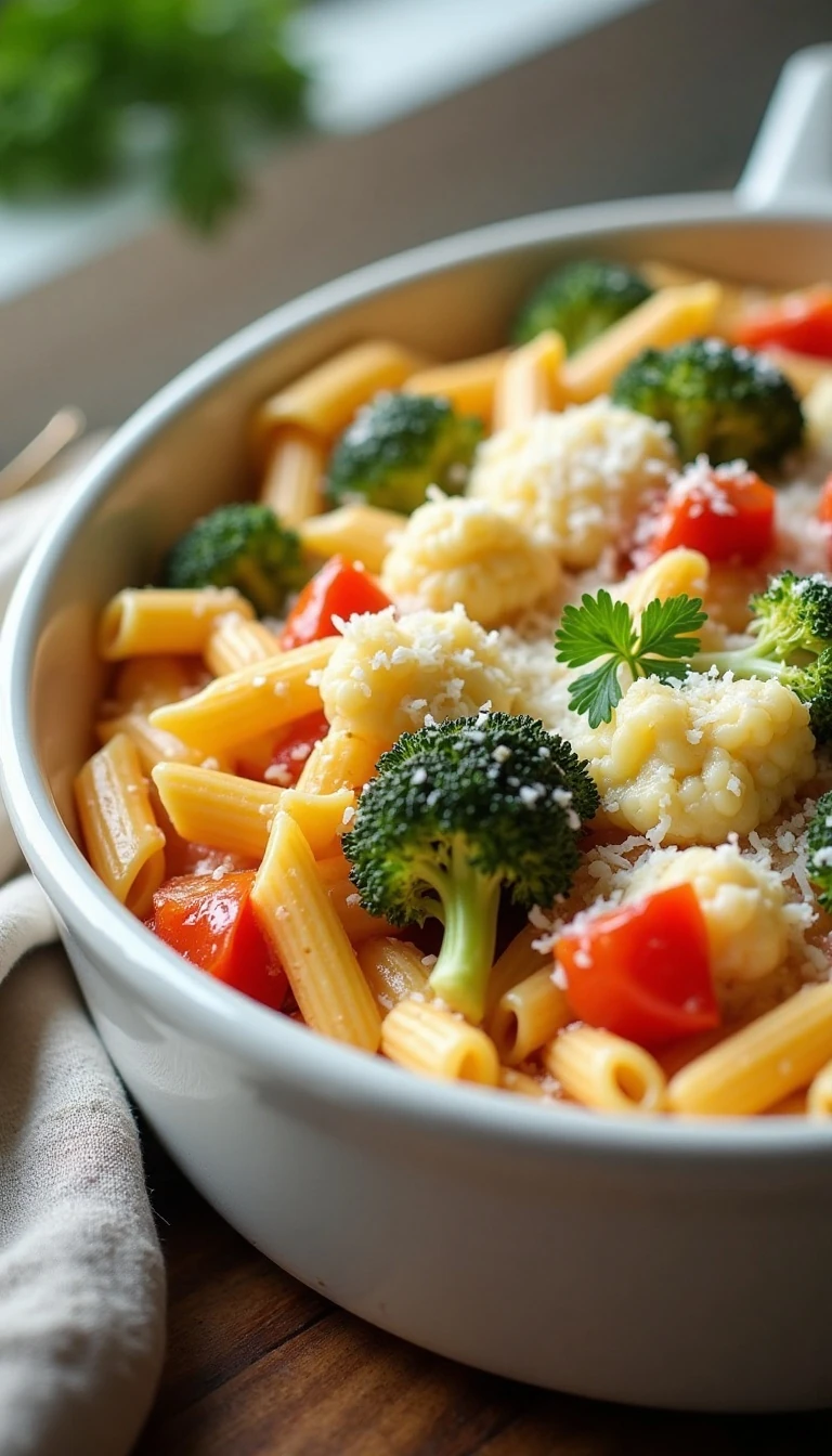 Easy Vegetable Alfredo Pasta Bake Recipe