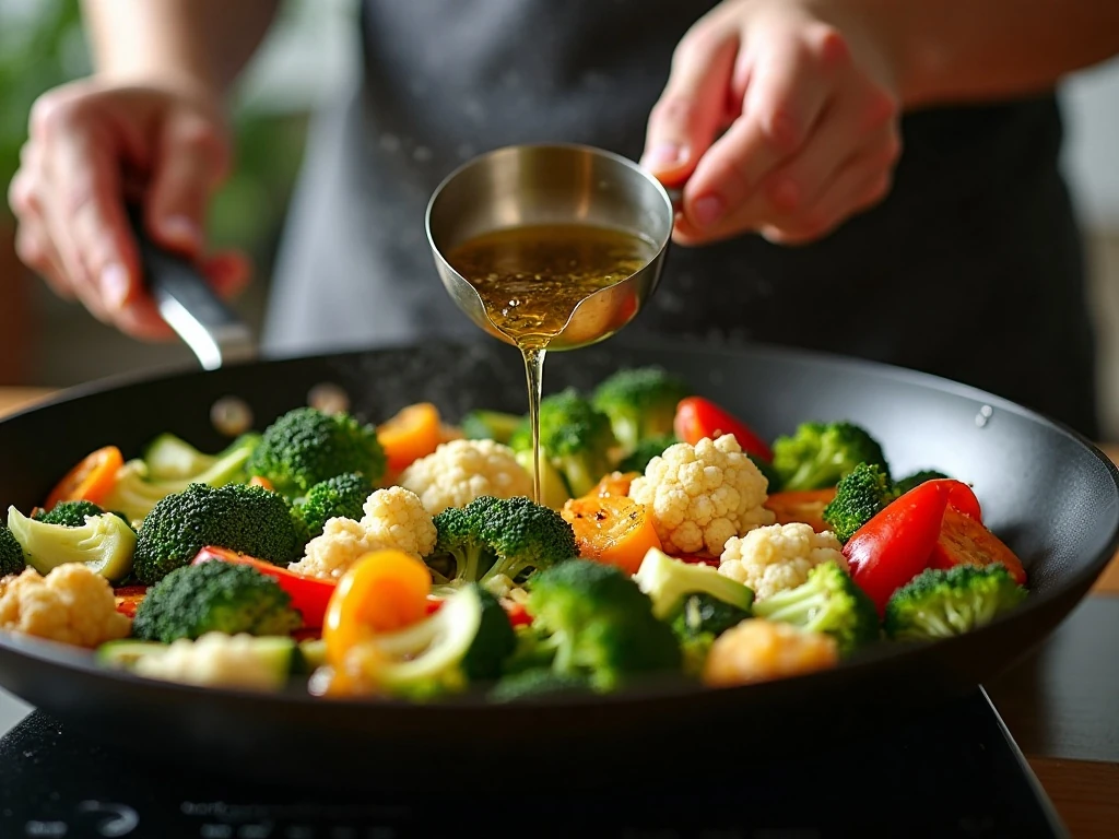 Vegetables being sautéed for a creamy Alfredo pasta bake