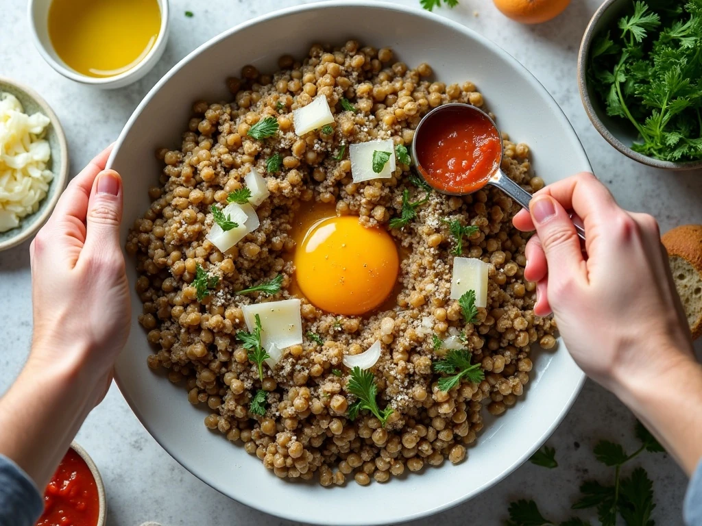 Ingredients for easy vegetarian meatballs