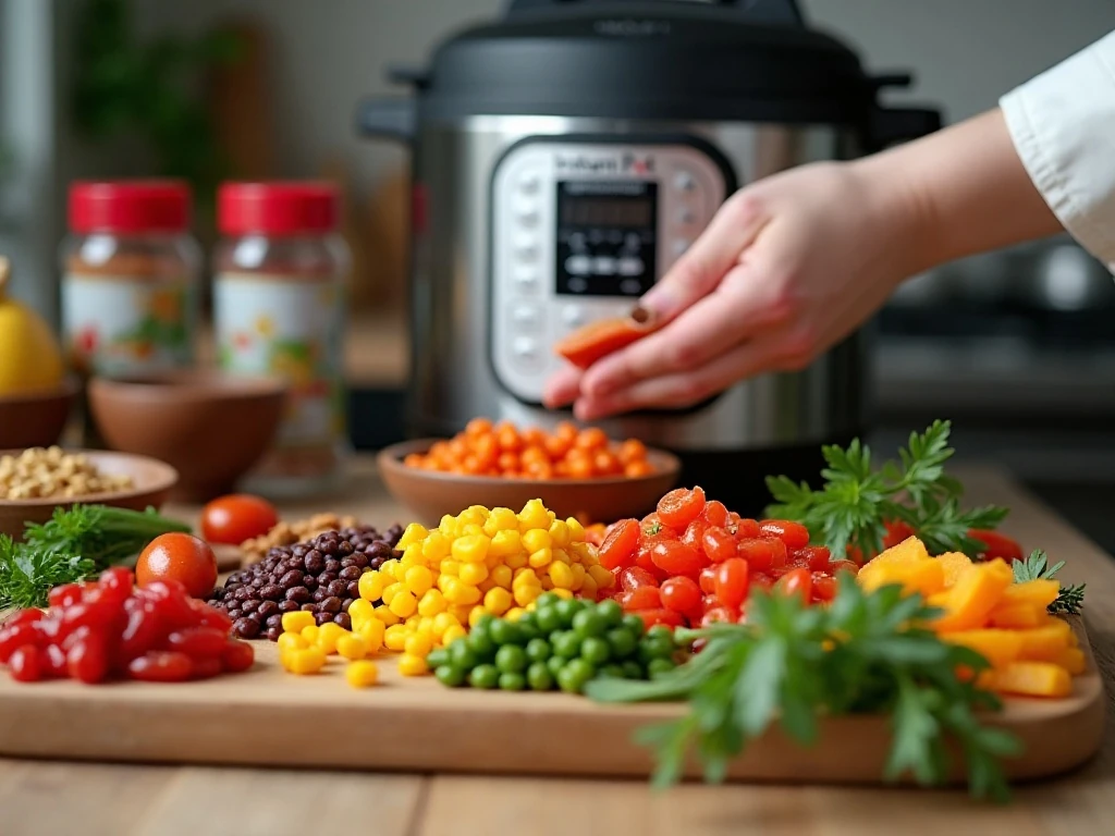 Preparing vegetables and beans for Instant Pot chili