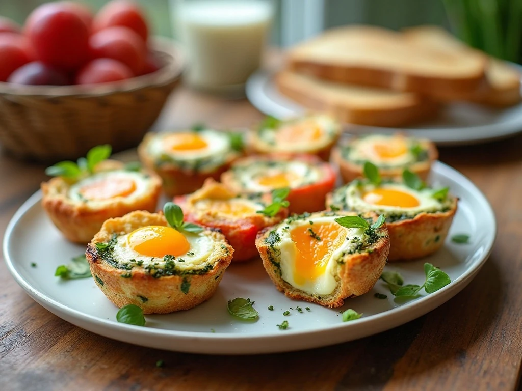 A platter of colorful veggie breakfast cups ready to serve