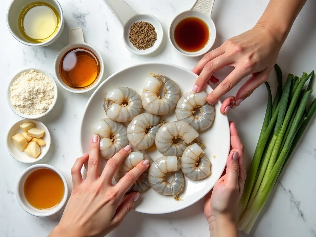 Ingredients for an easy velvet shrimp recipe
