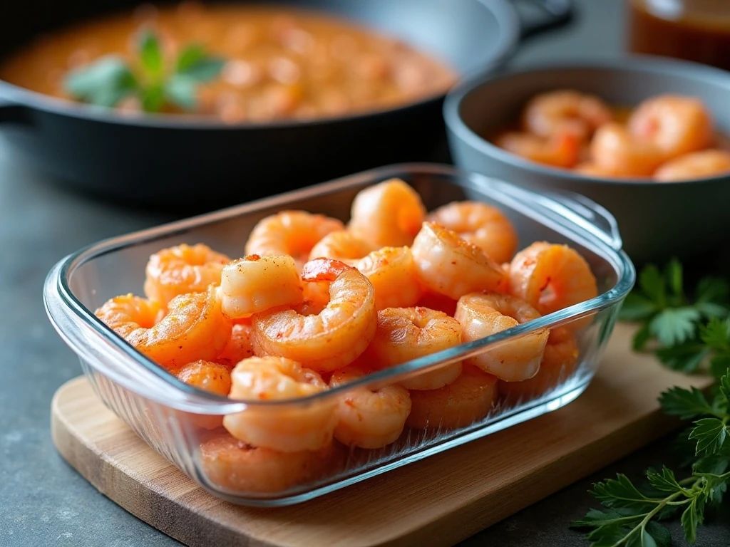 Properly stored velvet shrimp leftovers