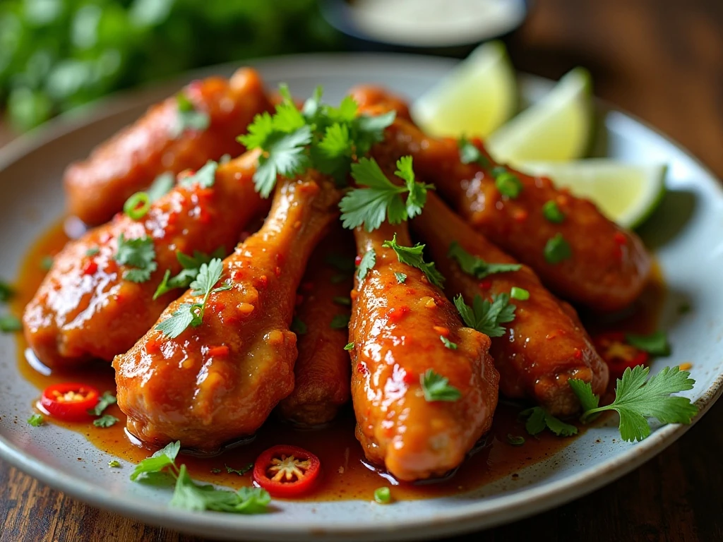 Sticky sweet Vietnamese chicken wings on a serving platter