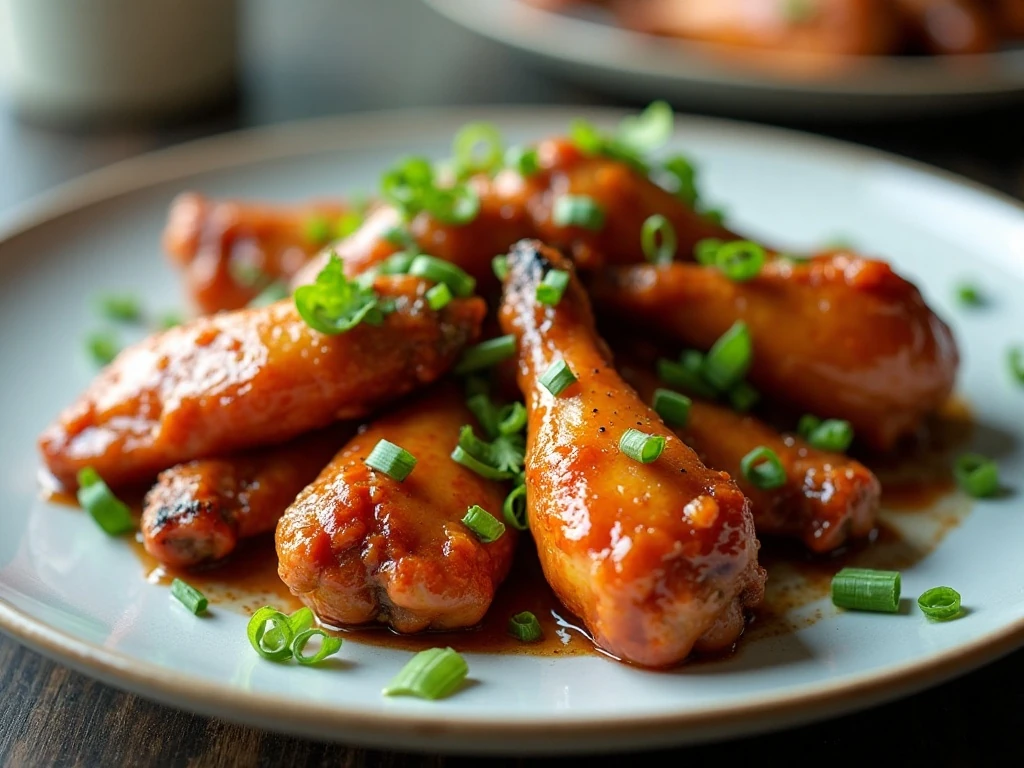 Reheated sticky Vietnamese chicken wings served hot