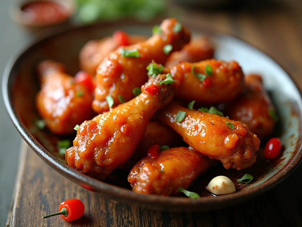 Sticky and crispy Vietnamese chicken wings on a serving platter