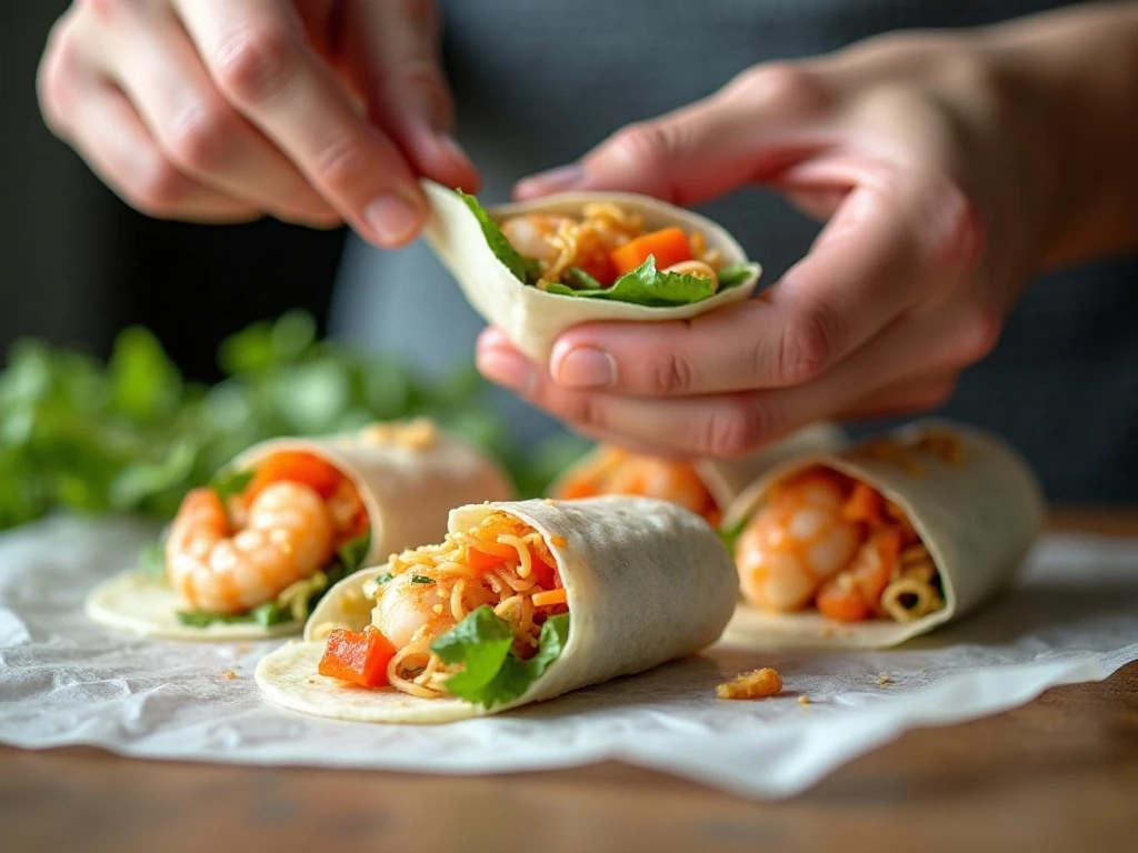 Properly folding and rolling a Vietnamese summer roll without overfilling