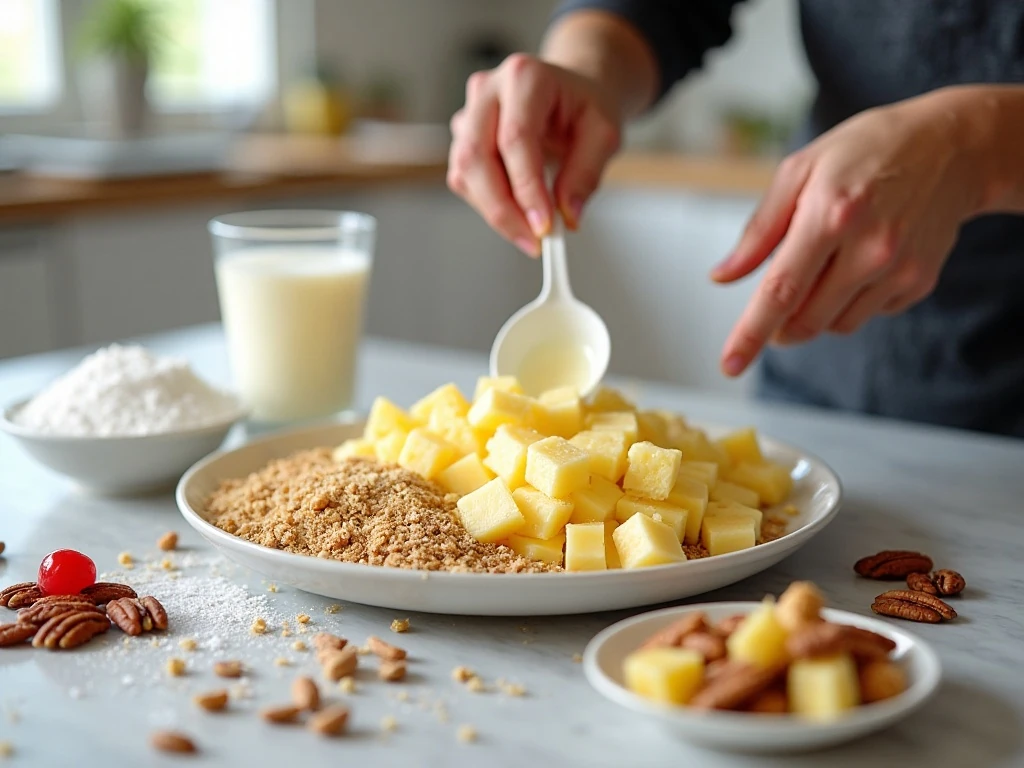 Ingredients for vintage pineapple dessert
