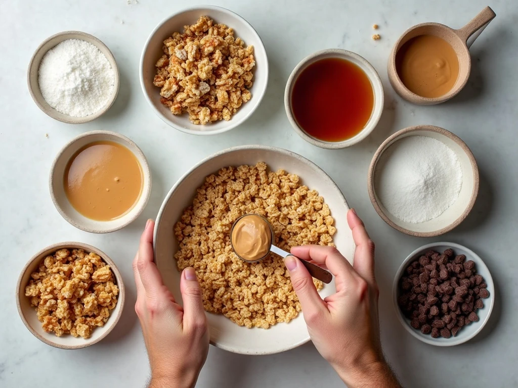 Ingredients for no-bake walnut Oh Henry bars
