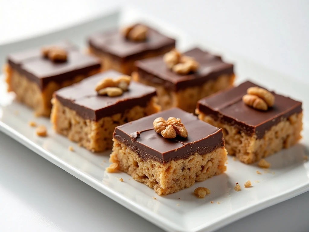 Cut walnut Oh Henry bars ready to serve